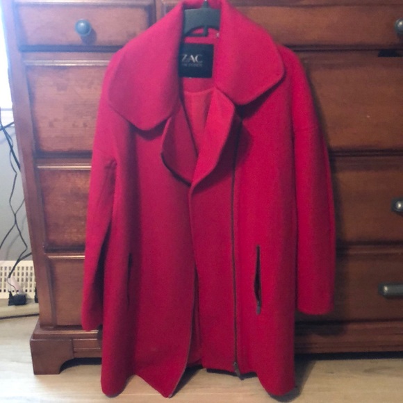 ZAC POSEN red wool coat with lining M - Picture 1 of 4
